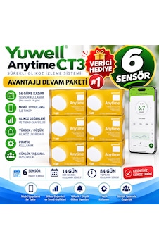 Yuwell Şeker Ölçüm Sensörü Sürekli Glikoz İzleme Sistemi Anytime 6 Sensör + 1 Verici Yuwell Şeker Ölçüm Sensörü Sürekli Glikoz İzleme Sistemi Anytime 6 Sensör + 1 Verici