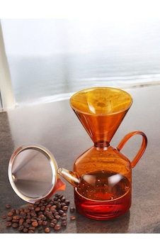 Borosilikat Amber Cam Kahve Demlik Metal Süzgeçli - Filtre Kahve Demliği Şeffaf Borosilikat Amber Cam Kahve Demlik Metal Süzgeçli - Filtre Kahve Demliği Şeffaf