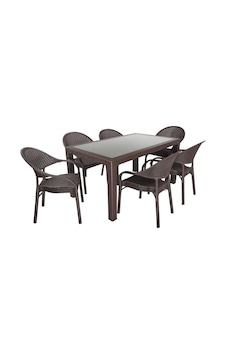 Mandella Elit Rattan 90x150 Eylül Koltuk Camlı Masa Takımı Kahverengi Çok Renkli Mandella Elit Rattan 90x150 Eylül Koltuk Camlı Masa Takımı Kahverengi Çok Renkli