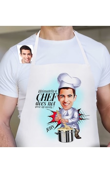 Bk Gift Personalized Chef Cartoon White Kitchen Apron - 4 Bej Bk Gift Personalized Chef Cartoon White Kitchen Apron - 4 Bej