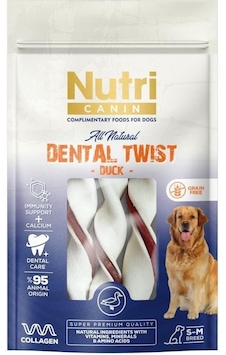 Nutri Canin Dental Twist Ördekli Yetişkin Köpek Ödülü S-M 80 G Nutri Canin Dental Twist Ördekli Yetişkin Köpek Ödülü S-M 80 G