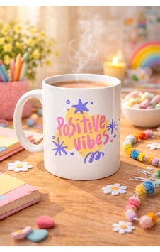 Positive Vibes Porselen Kupa Model 138 Renkli Tasarım Motivasyon Kupası Pozitif Enerji Veren Kahve & Çay Kupası Çok Renkli Positive Vibes Porselen Kupa Model 138 Renkli Tasarım Motivasyon Kupası Pozitif Enerji Veren Kahve & Çay Kupası Çok Renkli