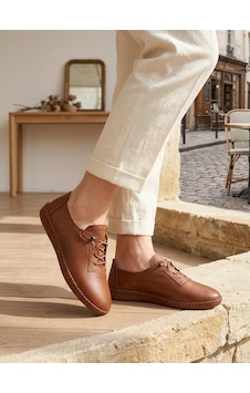 Beren Hakiki Deri Taba Kadın Yürüyüş Ayakkabı Ve Ortopedik Taban Düz Esnek Bağcıklı Comfort Sneaker Beren Hakiki Deri Taba Kadın Yürüyüş Ayakkabı Ve Ortopedik Taban Düz Esnek Bağcıklı Comfort Sneaker