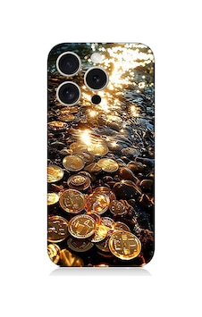 Apple Uyumlu iPhone 15 Pro Altın Paralar Desenli Silikon Kılıf Silikon Apple Uyumlu iPhone 15 Pro Altın Paralar Desenli Silikon Kılıf Silikon
