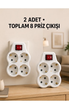 4 Lü Priz Çoğaltıcı 2 Adet Set Kablosuz Duvar Tipi Anahtarlı Priz Çoklayıcı 0 4 Lü Priz Çoğaltıcı 2 Adet Set Kablosuz Duvar Tipi Anahtarlı Priz Çoklayıcı 0