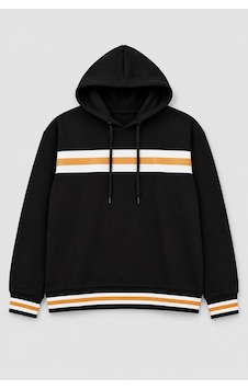 Markapia Kadın Kapüşonlu Çizgi Detaylı Sweatshirt SiYAH Markapia Kadın Kapüşonlu Çizgi Detaylı Sweatshirt SiYAH
