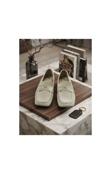 Pynare Küt Burunlu Deri Süet Loafer Bej Bej Pynare Küt Burunlu Deri Süet Loafer Bej Bej