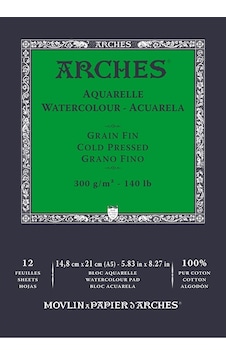 Arches Sulu Boya Blok Defter Cold Pressed 300g 12 Yaprak 14.8x21 Arches Sulu Boya Blok Defter Cold Pressed 300g 12 Yaprak 14.8x21