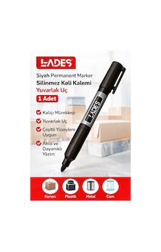 Lades Siyah Permanent Marker Silinmez Koli Kalemi Yuvarlak Uç 1 Adet Lades Siyah Permanent Marker Silinmez Koli Kalemi Yuvarlak Uç 1 Adet
