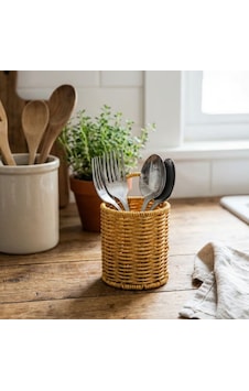 Plentiful Yuvarlak Hasır Dokulu Plastik Rattan Kaşıklık & Çatallık Askılı Kendiliğinden Tutmalı Çok Amaçlı Mutfak Organizeri Plentiful Yuvarlak Hasır Dokulu Plastik Rattan Kaşıklık & Çatallık Askılı Kendiliğinden Tutmalı Çok Amaçlı Mutfak Organizeri