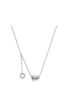 Silindir Tasarım Zirkon Taşlı Silver Renk Çelik Kadın Kolye (511240456) Metalik