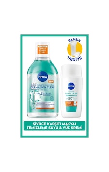 NIVEA Derma Skin Clear Sivilce Karşıtı Güneş Koruyucu Krem SPF50 40 ML + Makyaj Temizleme Suyu + Pamuk NIVEA Derma Skin Clear Sivilce Karşıtı Güneş Koruyucu Krem SPF50 40 ML + Makyaj Temizleme Suyu + Pamuk