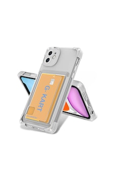 Apple Uyumlu iPhone 11 Kılıf Airbag Tasarımlı Şeffaf Kartlıklı G-kart Kapak