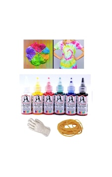 Batik Boyama Seti 6x40 ml Poşet Eldiven 10 Adet ve Para Lastik 20