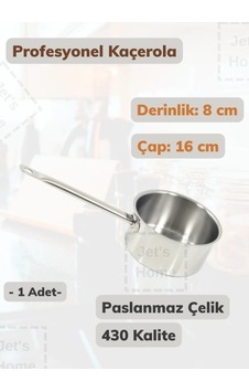 Profesyonel Kaçerola 16 Cm Paslanmaz Çelik 430 Kalite Gri Profesyonel Kaçerola 16 Cm Paslanmaz Çelik 430 Kalite Gri