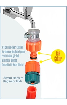 Meriva M182 Musluk Hortum Bağlantı Aparatı Otomatik Tak-çıkar Adaptörlü 1/2 x 20 MM