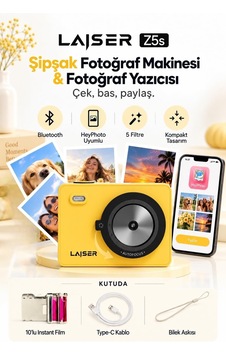 Z5s İnstant Kamera Ve Fotoğraf Yazıcısı - Şipşak Fotoğraf Makinesi-yellow
