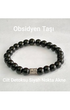 Fy Doğaltaş 8mm Obsidyen Taşı Bileklik Siyah