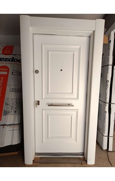 Beyaz Renk Çelik Kapı Modeli Sağ Açılım Ürün Ölçüleri - Açılış Yönü - 90X200 Dolu Demir Kapı - Içeri Sağ