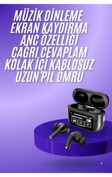 Yeni Nesil Anc Özellikli Çağrı Cevaplayan Dokunmatik Ekranlı Bluetooth Kulaklık Siyah Renk Yeni Nesil Anc Özellikli Çağrı Cevaplayan Dokunmatik Ekranlı Bluetooth Kulaklık Siyah Renk