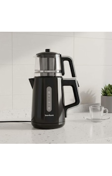 Cam Demlikli Çay Makinesi Siyah Renk 1850 W Cam Demlikli Çay Makinesi Siyah Renk 1850 W