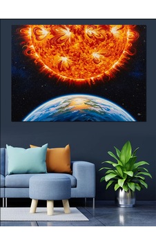 Uzaydan Dünyaya Bakış Ve Güneş Dekoratif Kanvas - Mdf Ahşap Tablo Uzaydan Dünyaya Bakış Ve Güneş Dekoratif Kanvas - Mdf Ahşap Tablo