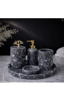 Karaca 5'li Mermer Banyo Seti Siyah Karaca 5'li Mermer Banyo Seti Siyah