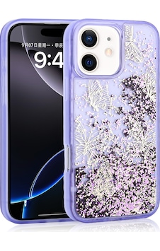Apple Uyumlu iPhone 12 Kılıf Sıvılı Simli Kelebek Baskılı Şeffaf Arka Yüzey Zore Glis Silikon Kapak Mor Apple Uyumlu iPhone 12 Kılıf Sıvılı Simli Kelebek Baskılı Şeffaf Arka Yüzey Zore Glis Silikon Kapak Mor