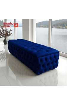 Smarto Relax Puf Saas-fee Sandıklı Ayaksız Kapitoneli Dekoratif 110x45x40 Cm Lacivert Lacivert Smarto Relax Puf Saas-fee Sandıklı Ayaksız Kapitoneli Dekoratif 110x45x40 Cm Lacivert Lacivert