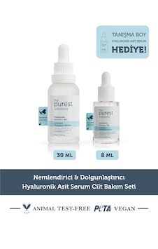 Nemlendirici & Dolgunlaştırıcı Hyaluronik Asit Serum Cilt Bakım Seti: 30 Ml Serum + 8 Ml
