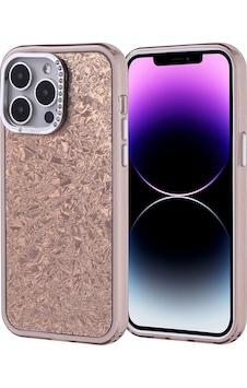 Apple Uyumlu iPhone 14 Pro Max Kılıf Taşlı Tasarımlı Zore Kapi Kapak Gold