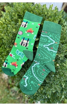 Lousocks Unisex Sağlı Sollu Harita Desenli Yeşil Soket Çorap Lousocks Unisex Sağlı Sollu Harita Desenli Yeşil Soket Çorap
