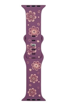 Nettech Apple Uyumlu Watch Seri 40/38 Mm Desenli Silikon Kordon - Mor Nettech Apple Uyumlu Watch Seri 40/38 Mm Desenli Silikon Kordon - Mor