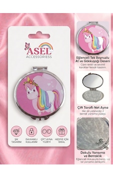 Sevimli Karakter Ve Unicorn Tasarımlı Çift Taraflı Katlanabilir Metal Cep Aynası - 9 Farklı Model 0 Sevimli Karakter Ve Unicorn Tasarımlı Çift Taraflı Katlanabilir Metal Cep Aynası - 9 Farklı Model 0