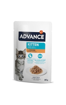 Advance - 16 - Cat Kıtten Chıcken Wet - Spt-gld - Pouch 12x85gr Advance - 16 - Cat Kıtten Chıcken Wet - Spt-gld - Pouch 12x85gr