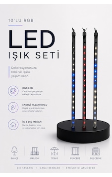 Rgb Led Dış Ve İç Mekan Süsleme Işığı 10 Çubuklu Şerit Çokrenkli Rgb Led Dış Ve İç Mekan Süsleme Işığı 10 Çubuklu Şerit Çokrenkli