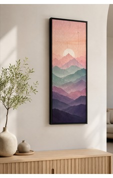 Minimalist Dağ Manzarası Ahşap Tablo Uv Baskı Pastel Tonlar Siyah Çerçeveli 25x60 Cm Dikey Modern Ev Dekorasyonu Minimalist Dağ Manzarası Ahşap Tablo Uv Baskı Pastel Tonlar Siyah Çerçeveli 25x60 Cm Dikey Modern Ev Dekorasyonu