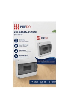Predo 6'lı Sıva Üstü Sigorta Kutusu Şeffaf Füme Kapaklı 6 Modül Predo 6'lı Sıva Üstü Sigorta Kutusu Şeffaf Füme Kapaklı 6 Modül