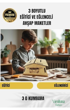 Yeni Sezon Eğitici Öğretici 3 Boyut Ahşap Puzzle Zeka Geliştirici Boyanabilir Oyun Maket Kumbara