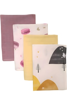 S-mall Bebek Müslin Omuz Ter Bezi 4'lü 40x30 CM Yellow Rainbow Çok Renkli S-mall Bebek Müslin Omuz Ter Bezi 4'lü 40x30 CM Yellow Rainbow Çok Renkli