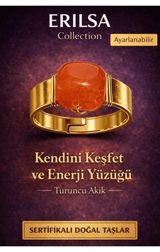 Sertifikalı Turuncu Akik Doğal Taş Yüzük Kendini Keşfet Enerji Çok Renkli
