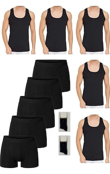 Ekonomik Pamuklu 5'li Erkek Beyaz Atlet-boxer Set 2 Çift Çorap Hediyeli 001 Ekonomik Pamuklu 5'li Erkek Beyaz Atlet-boxer Set 2 Çift Çorap Hediyeli 001