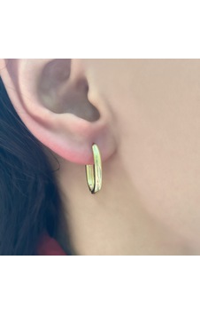 Taşsız Oval Gold Küpe Gümüş Taşsız Oval Gold Küpe Gümüş