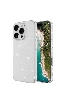 Zore İphone 16 Pro İle Uyumlu Parlayan Simli Redos Kapak Şeffaf