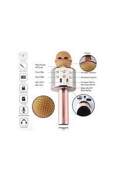 Karaoke Bluetooth Mikrofon Wster Ws-858 Usb Ses Değiştir Gold Siyah