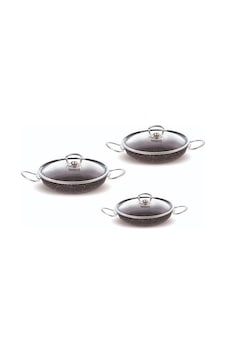 Fms G5019 Granit 6 Parça Büyük Boy Omlet Set Siyah 20-22-24 Fms G5019 Granit 6 Parça Büyük Boy Omlet Set Siyah 20-22-24