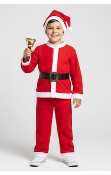 Modanino Erkek Çocuk 4'lü Noel Elbise Üst+alt+şapka+kemer 12418 Kırmızı Modanino Erkek Çocuk 4'lü Noel Elbise Üst+alt+şapka+kemer 12418 Kırmızı