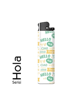 Hola Serisi Tasarım Çakmak Hello Desenli Çakmak Beyaz Hola Serisi Tasarım Çakmak Hello Desenli Çakmak Beyaz