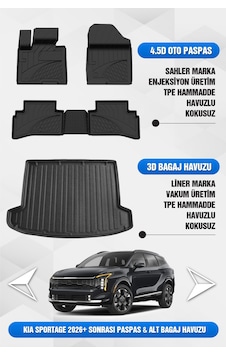 Kia Sportage 2026 Ve Sonrası Makyajlı Kasa Uyumlu Sahler 4.5d Premium Paspas Ve Liner 3d Alt Bagaj Havuzu Kia Sportage 2026 Ve Sonrası Makyajlı Kasa Uyumlu Sahler 4.5d Premium Paspas Ve Liner 3d Alt Bagaj Havuzu