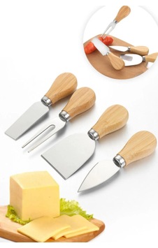 Bambu Saplı Ezine Peynir Bıçak Set 4 Parça